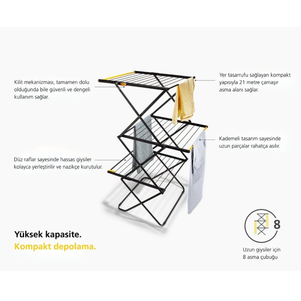 Joseph Joseph AirFrame Katlanabilir 3 Katlı Çamaşır Kurutma Askısı