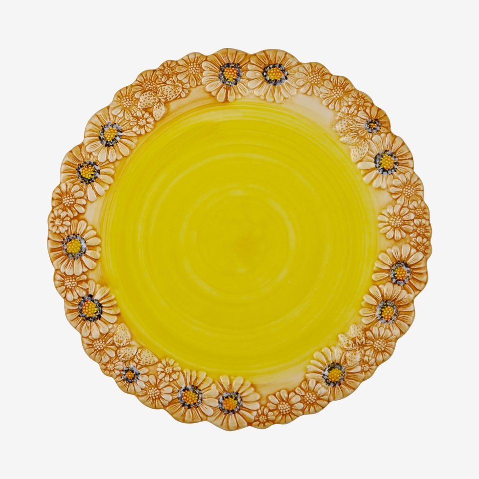 Edelweiss Italy Sarı Seramik Servis Tabağı 36 Cm Camomilla Collection