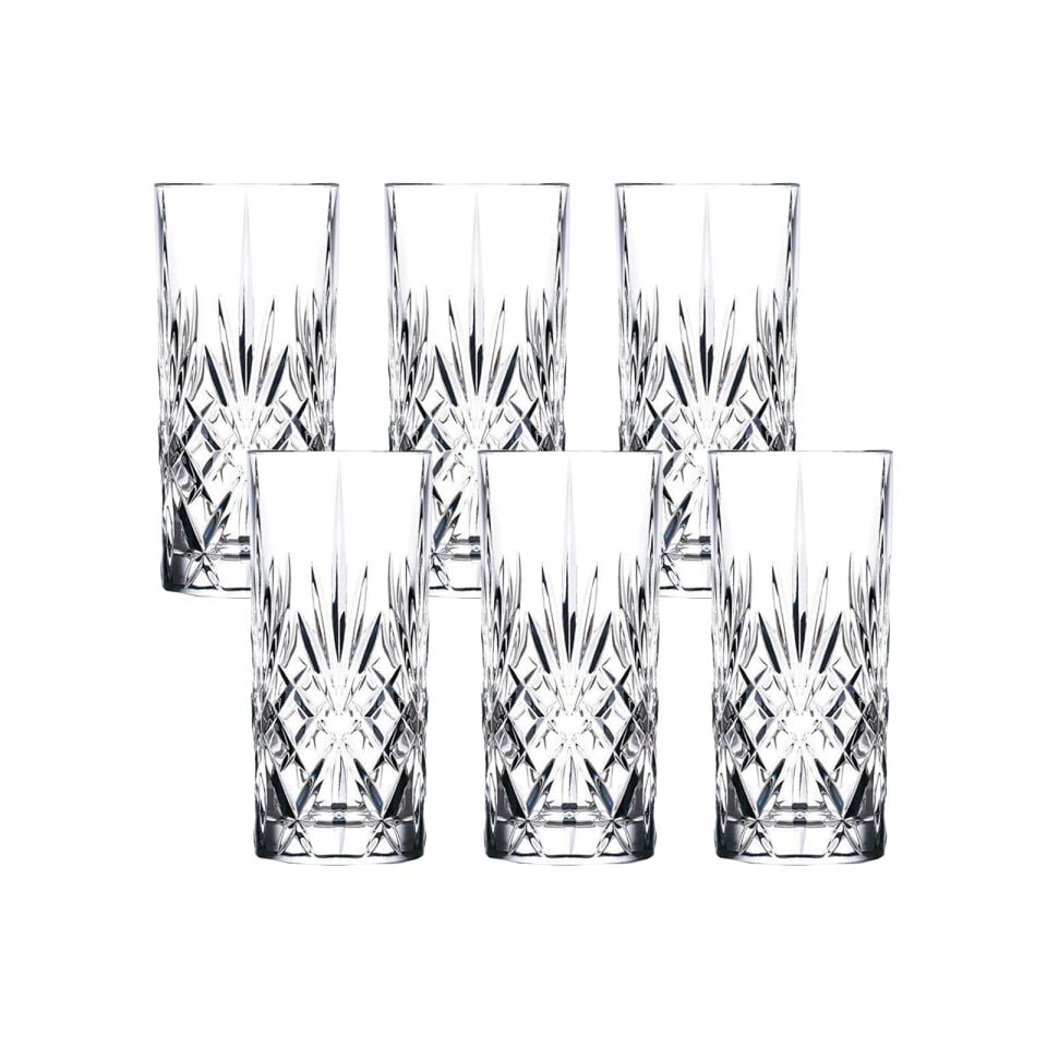 RCR Melodia Yüksek Kalite Cam 6'lı Meşrubat Bardağı 360 ml